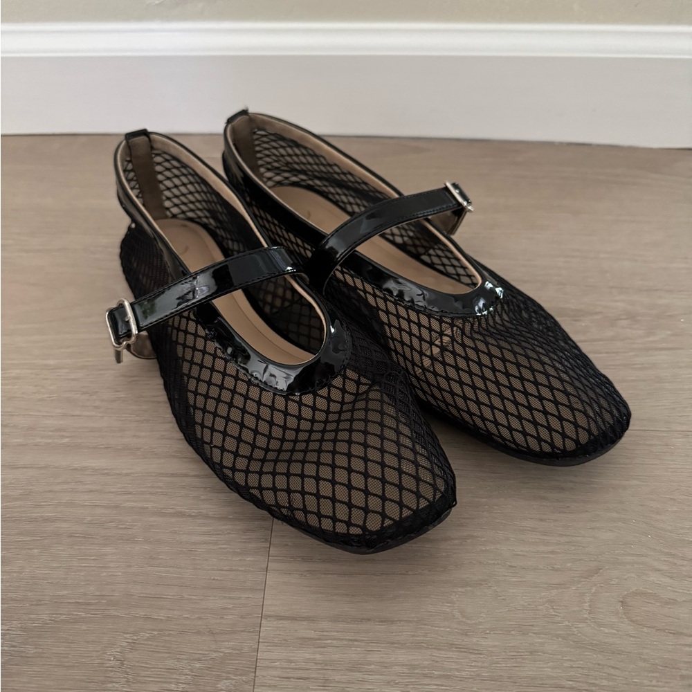 Black Mesh Women's ballet flats